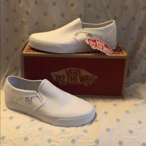 White Slip On Vans